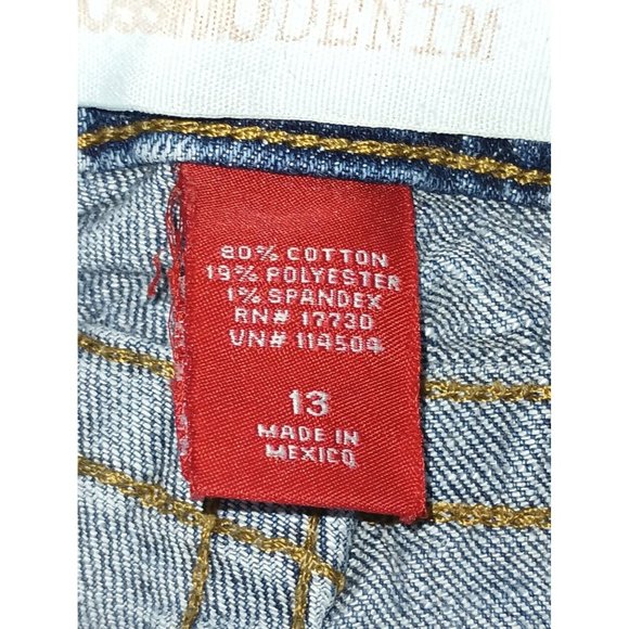 Mossimo Denim Jeans Juniors Size 13 FRAYED Stretch Boot Cut - Picture 15 of 16